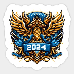 Wooden Gold Blue Dragon 2024 No.5 Sticker